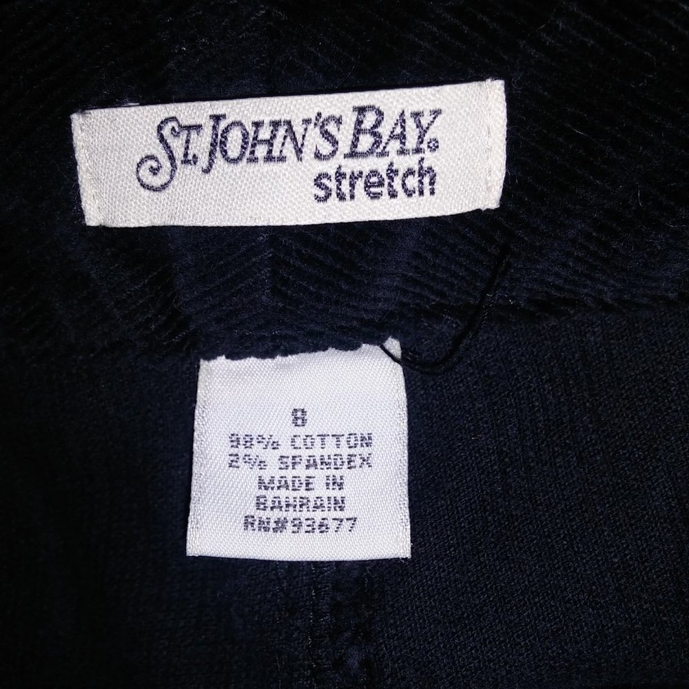 St Johns Bay Womens Pants Size 8 Solid Black Corduroy Stretch Skinny‎ Waist 28" - Picture 14 of 14